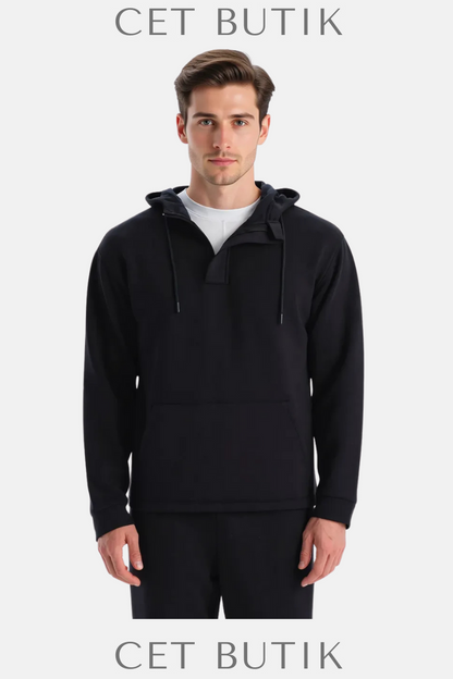 DAGİ Erkek Siyah Kapüşonlu Modal Karışımlı Sweatshirt