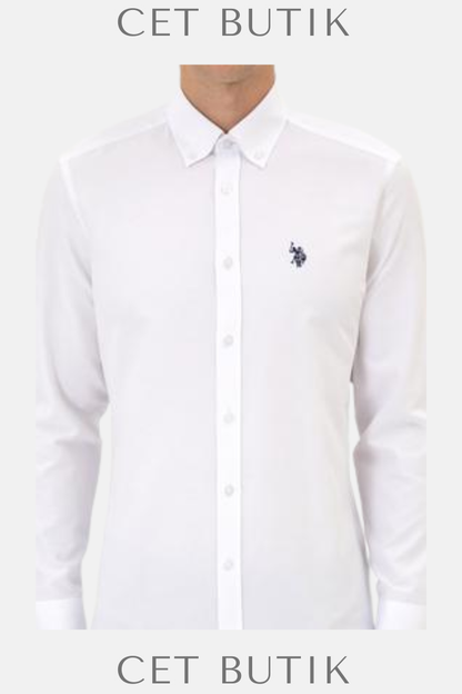 U.S. Polo Assn. Erkek Beyaz Uzun Kollu Basic Gömlek