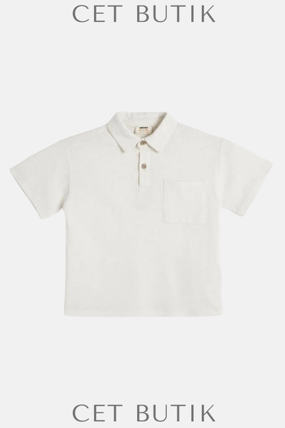 Koton Erkek Çocuk Ekru Basic Polo Yaka Kısa Kollu Tişört
