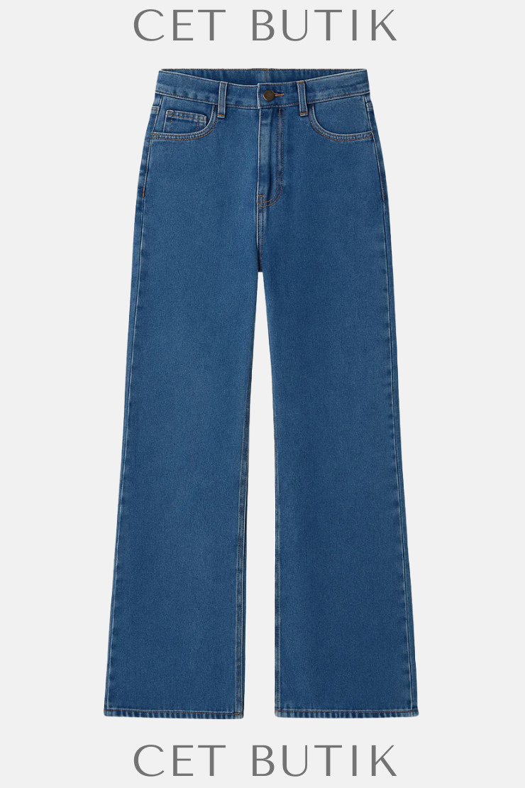 Touche Privé Kadın Bol Paça Denim Pantolon – Kot Mavisi