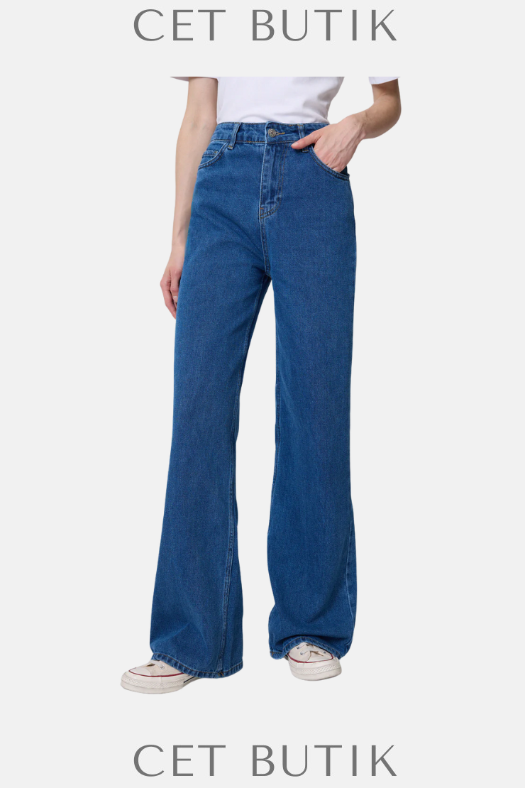 Touche Privé Kadın Bol Paça Denim Pantolon – Kot Mavisi