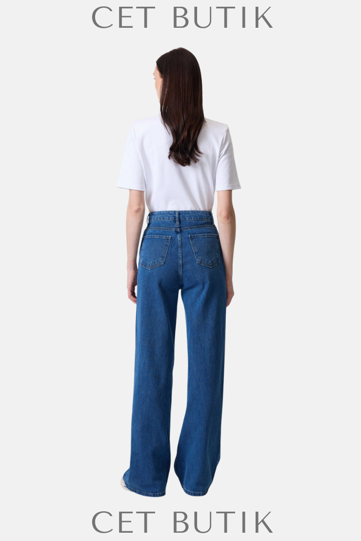 Touche Privé Kadın Bol Paça Denim Pantolon – Kot Mavisi