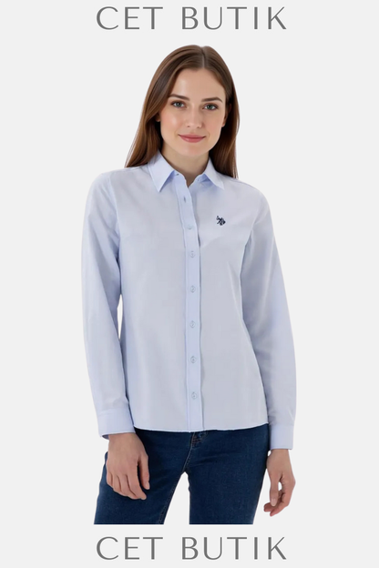 U.S. Polo Assn Kadın Açık Mavi Uzun Kollu Basic Gömlek