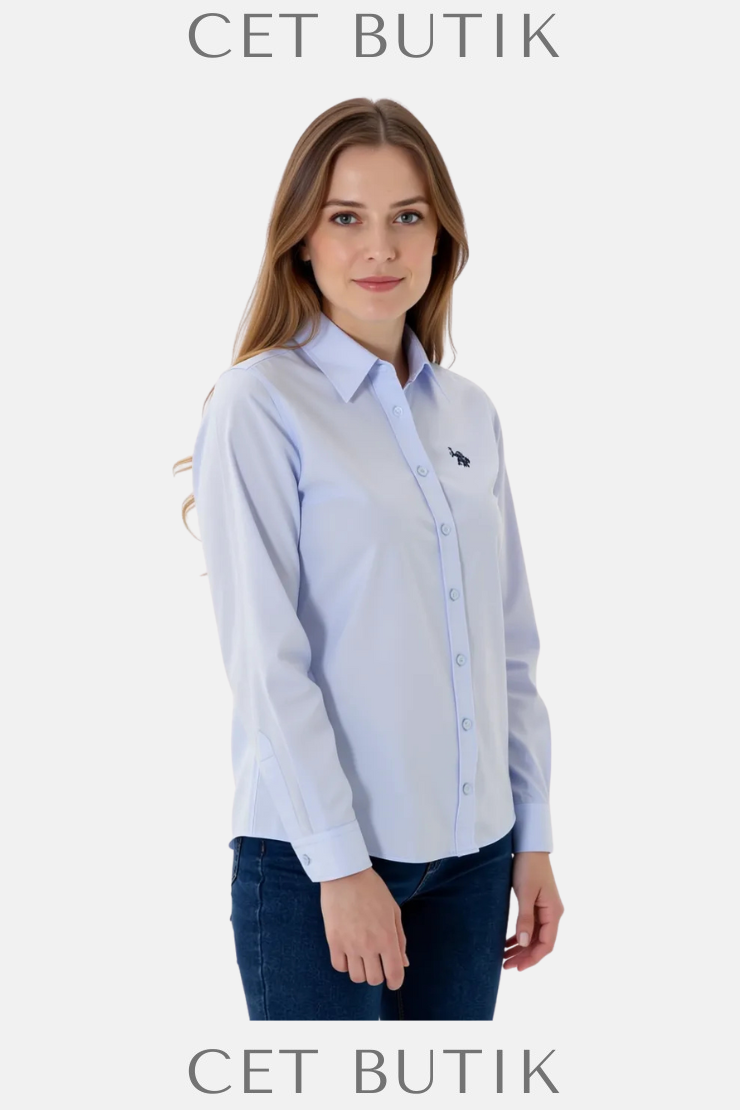 U.S. Polo Assn Kadın Açık Mavi Uzun Kollu Basic Gömlek