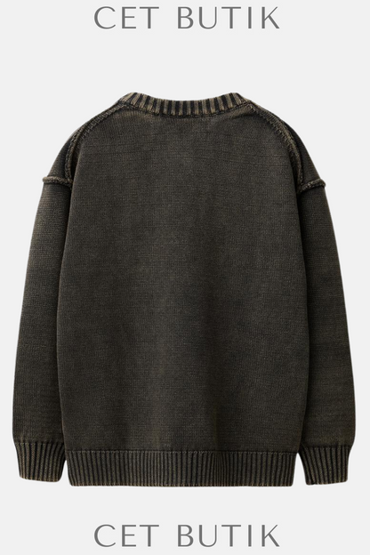 Zara Acid Wash Khaki Triko Kazak – %100 Pamuk