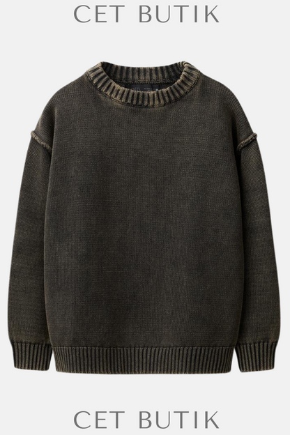 Zara Acid Wash Khaki Triko Kazak – %100 Pamuk